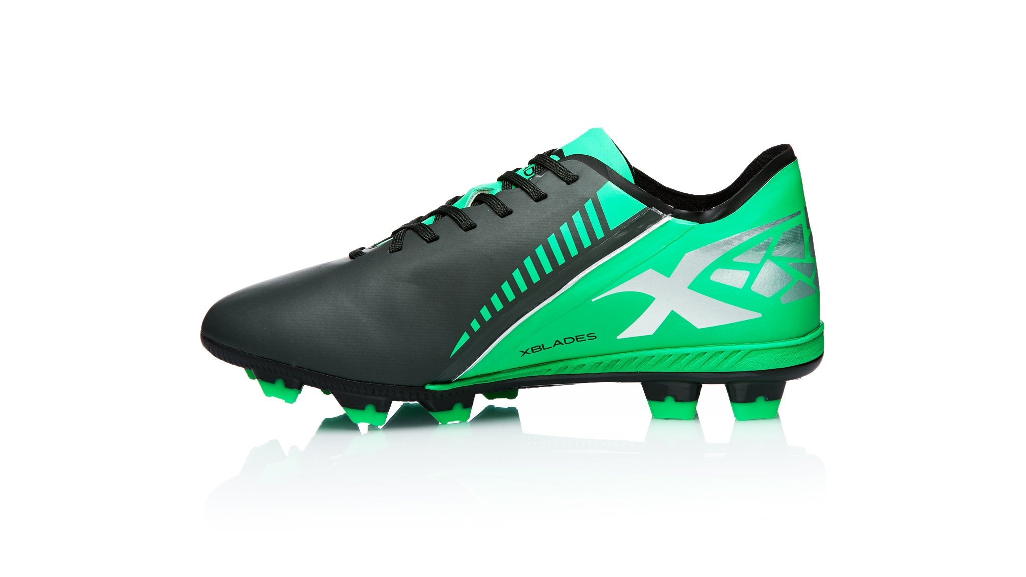 charcoal-and-green-kids-football-boot-xblades